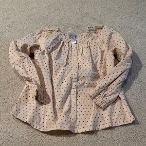 NWOT Hanna Andersson Cream and Red Polka Dot Blouse-lightweight corduroy size 10